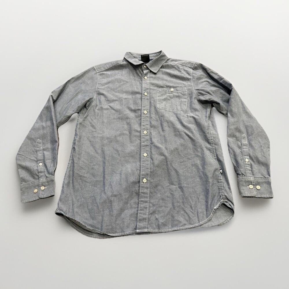 The North Face Mens Blue Button Up Long Sleeve Cotton Blend Shirt Size M Medium